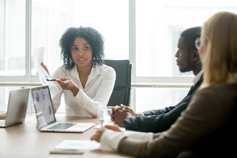 Women Chief Financial Officer Presenting - Finance Hire